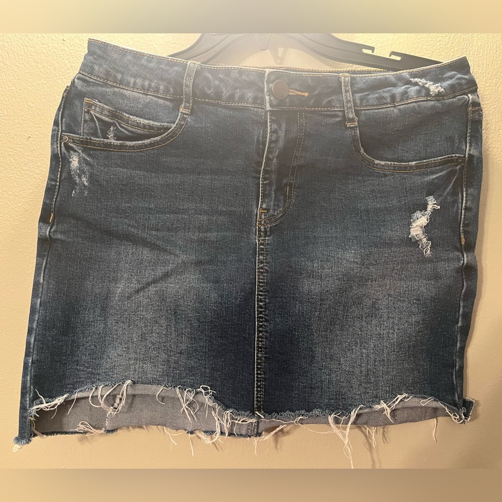 Dex Distressed Denim Skirt
